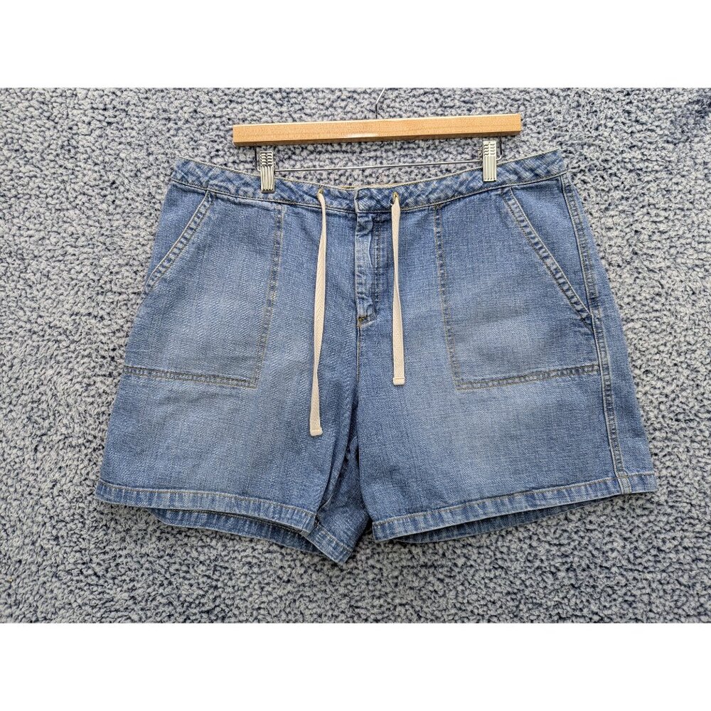 Y2K Old Navy High Rise Shorts Size 18 Drawstring Denim Boho Retro Summer Blue